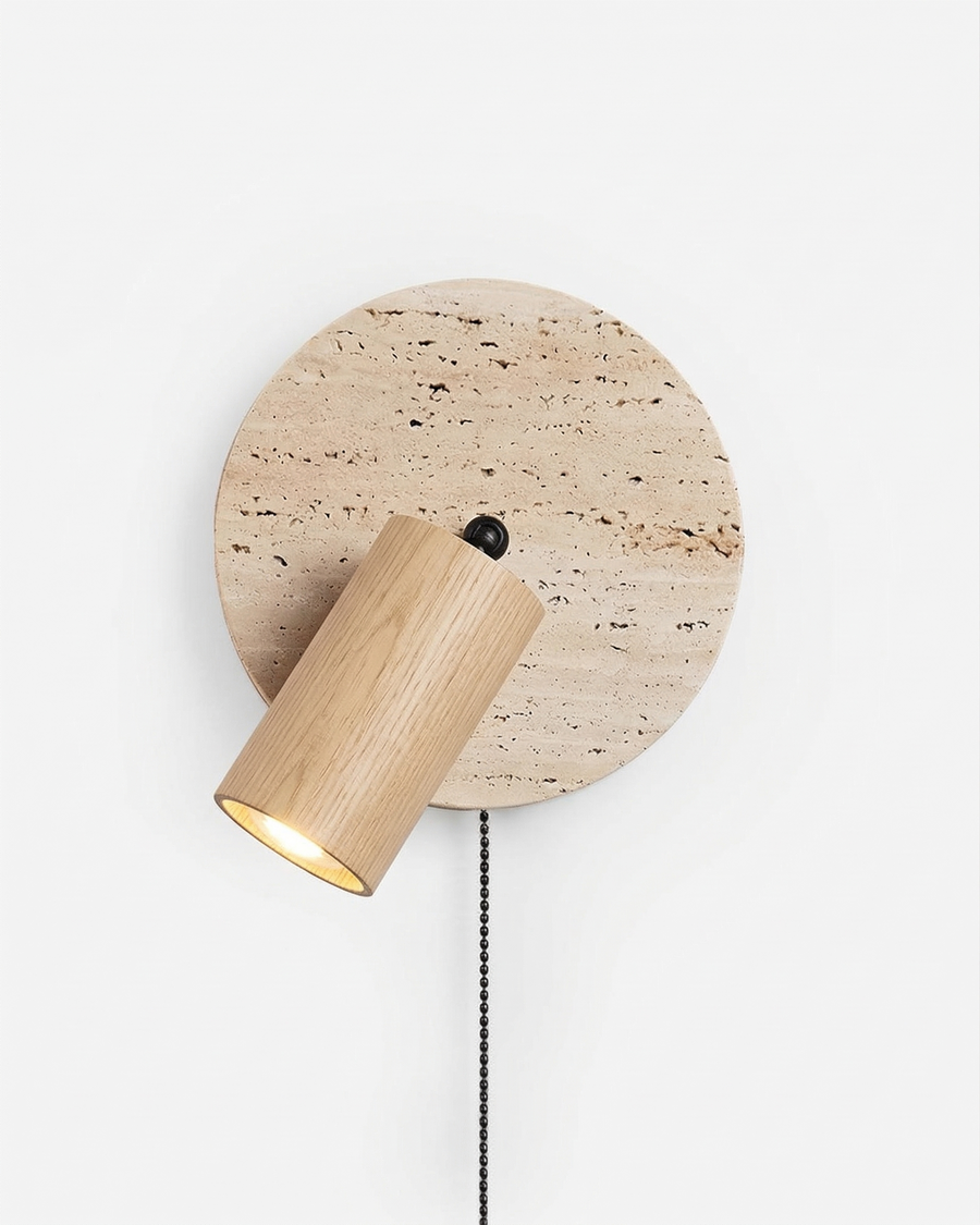 Applique murale Sasev – travertin & bois – Lumsky