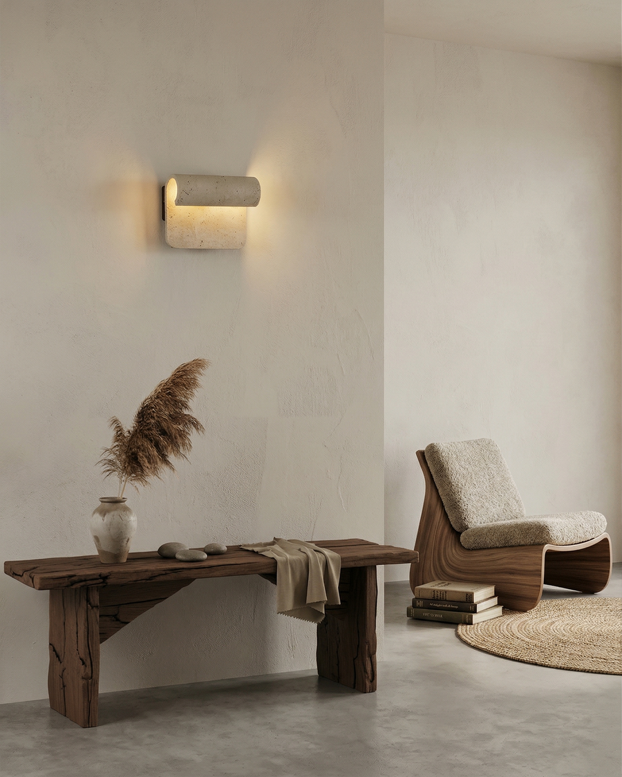Applique murale Acuku – travertin naturel – Lumsky