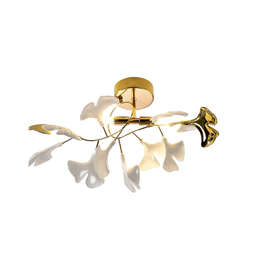 Lustre Sora – fleurs de porcelaine et laiton – Lumsky
