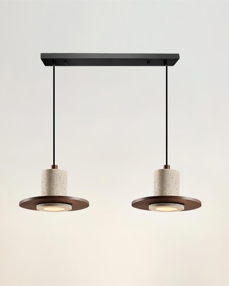 Suspension Ubape – travertin et noyer – Lumsky
