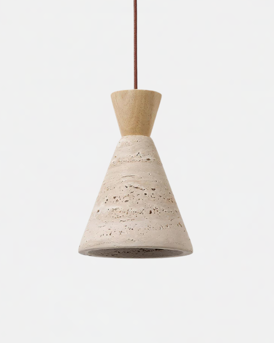 Suspension Cadota – travertin authentique et bois massif – Lumsky
