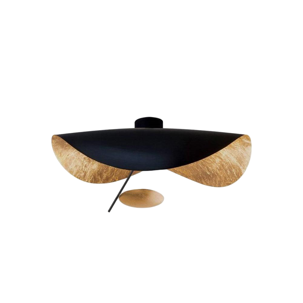 Plafonnier Zora – soucoupe noire et feuille d'or – Lumsky