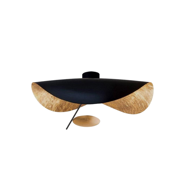 Plafonnier Zora – soucoupe noire et feuille d'or – Lumsky