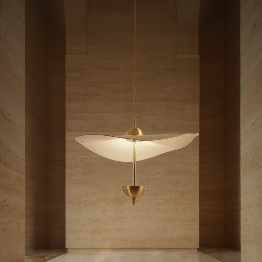 Suspension Solan – vasque crème et laiton – Lumsky