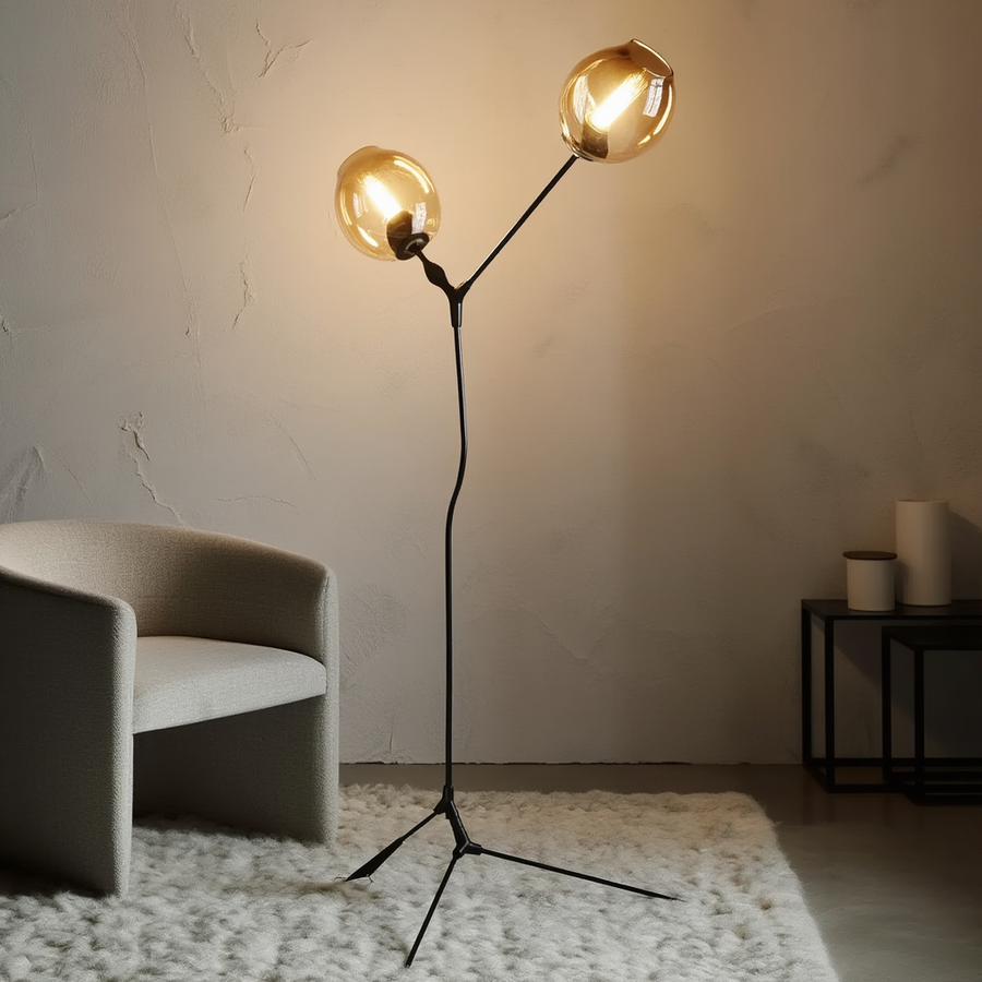 Lampadaire Nera – abat-jour verre – Lumsky