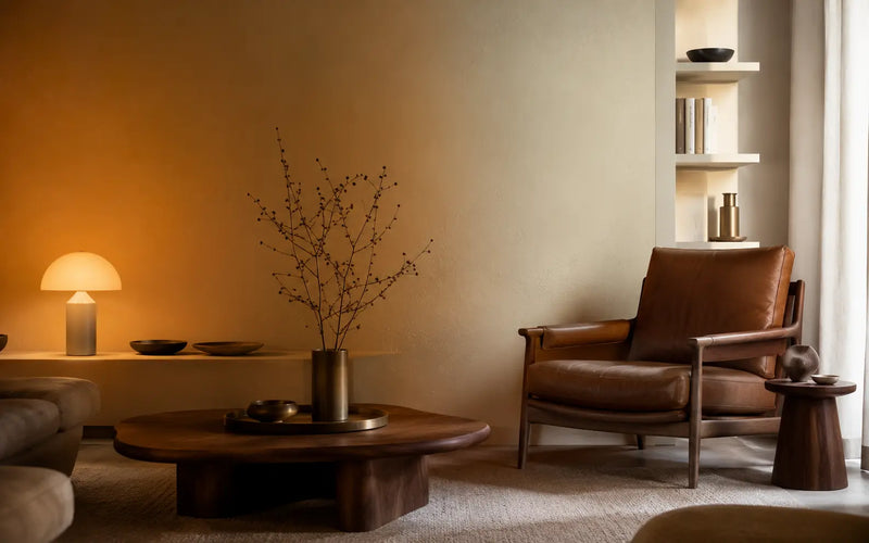 Deux ambiances de lumière chaude comparées dans un même salon