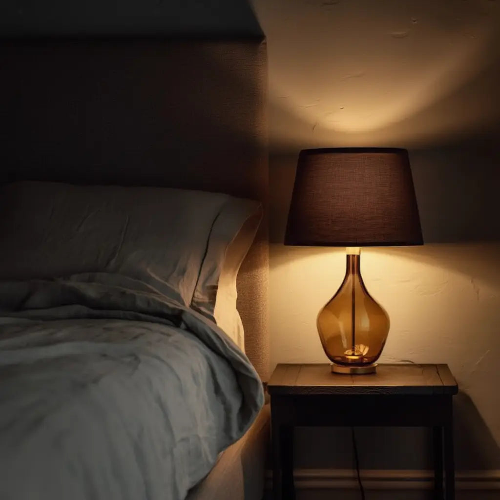 Luminara | Élégante Lampe de Table en Verre avec Abat-jour Tissu Lumsky