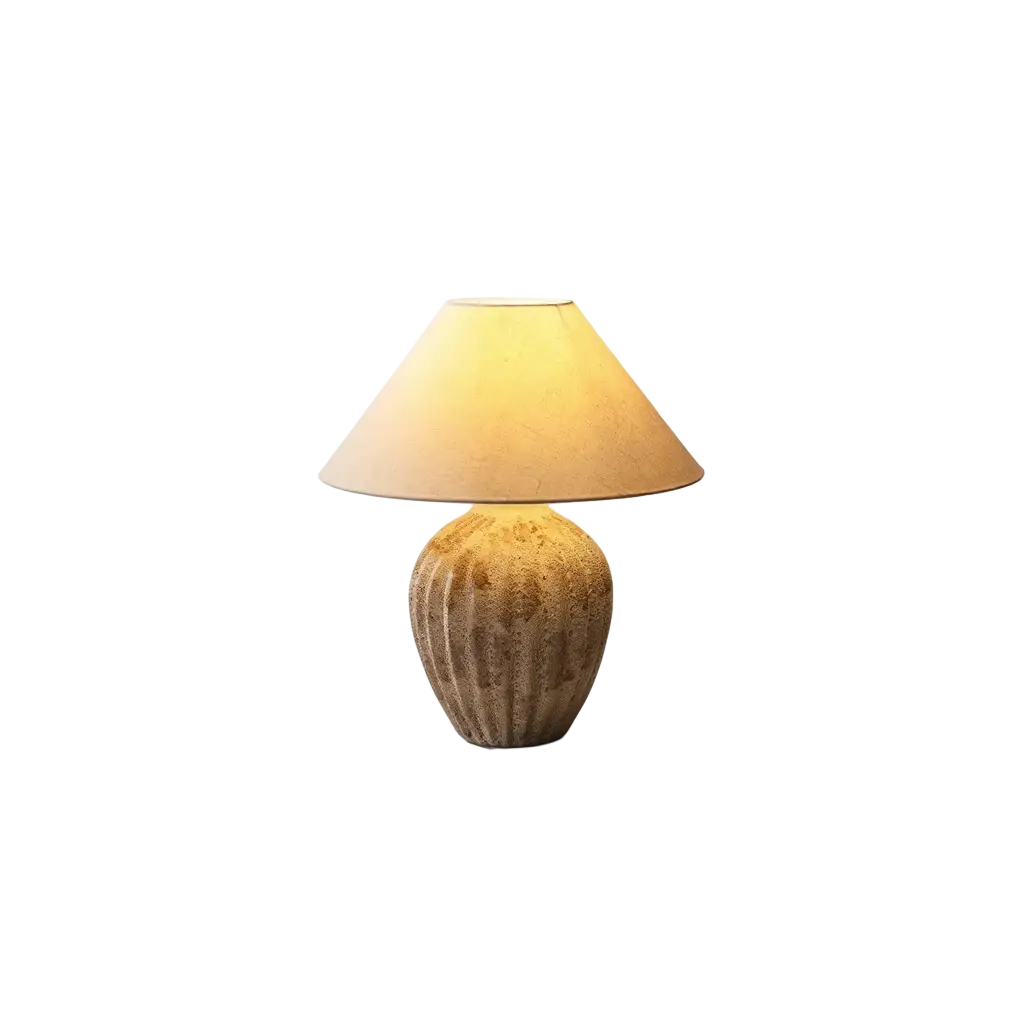 CéramiLight | Élégante Rétro Lampe de Table en Céramique et Lin Lumsky