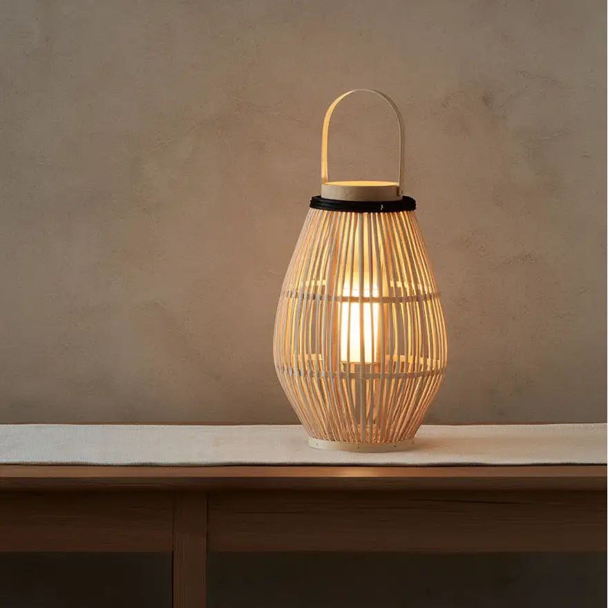 BambooGlow | Élégant Lampadaire Moderne en Bambou Naturel Lumsky