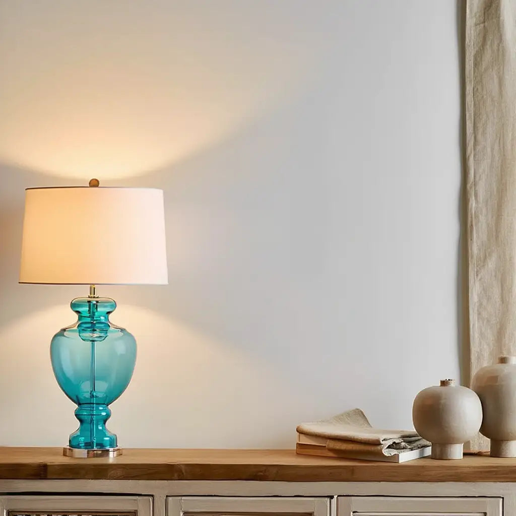 VerreLamp | Élégante Lampe de Table Moderne en Verre et Tissu Design Lumsky