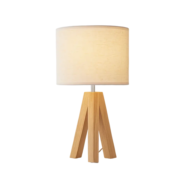 Lampe de table Arko – trépied bois, abat-jour tissu – Lumsky