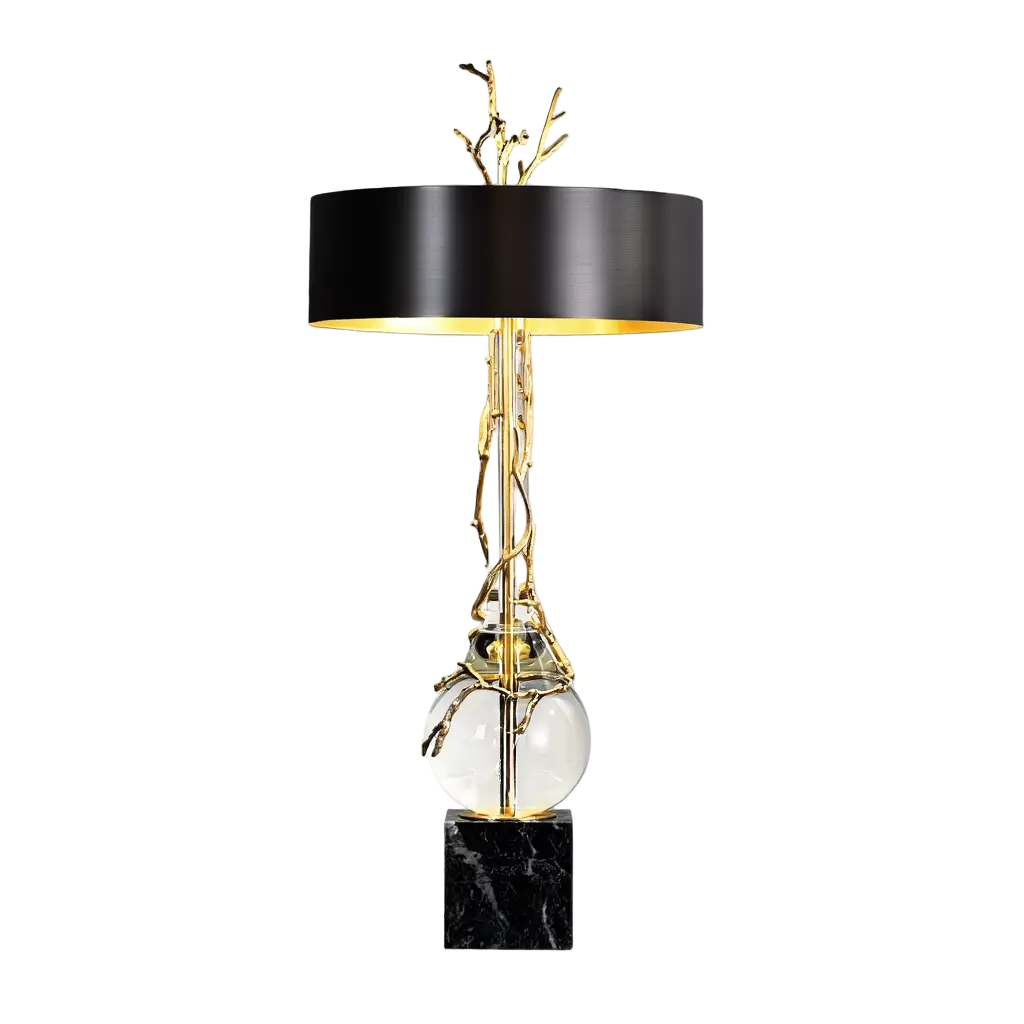 MarbreLamp | Élégante Lampe de Table en Marbre Noir Design Moderne Lumsky