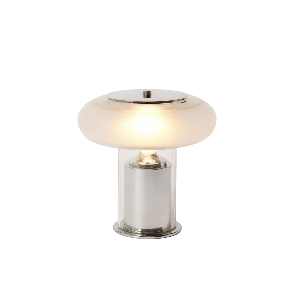LuminaraGlass | Élégante Lampe de Table en Verre avec Pied Chromé Lumsky