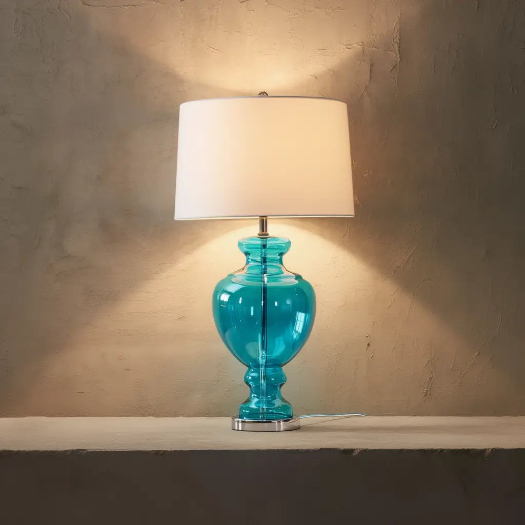 VerreLamp | Élégante Lampe de Table Moderne en Verre et Tissu Design Lumsky