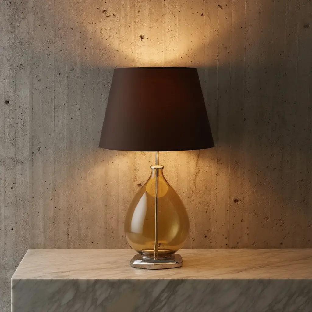 Luminara | Élégante Lampe de Table en Verre avec Abat-jour Tissu Lumsky
