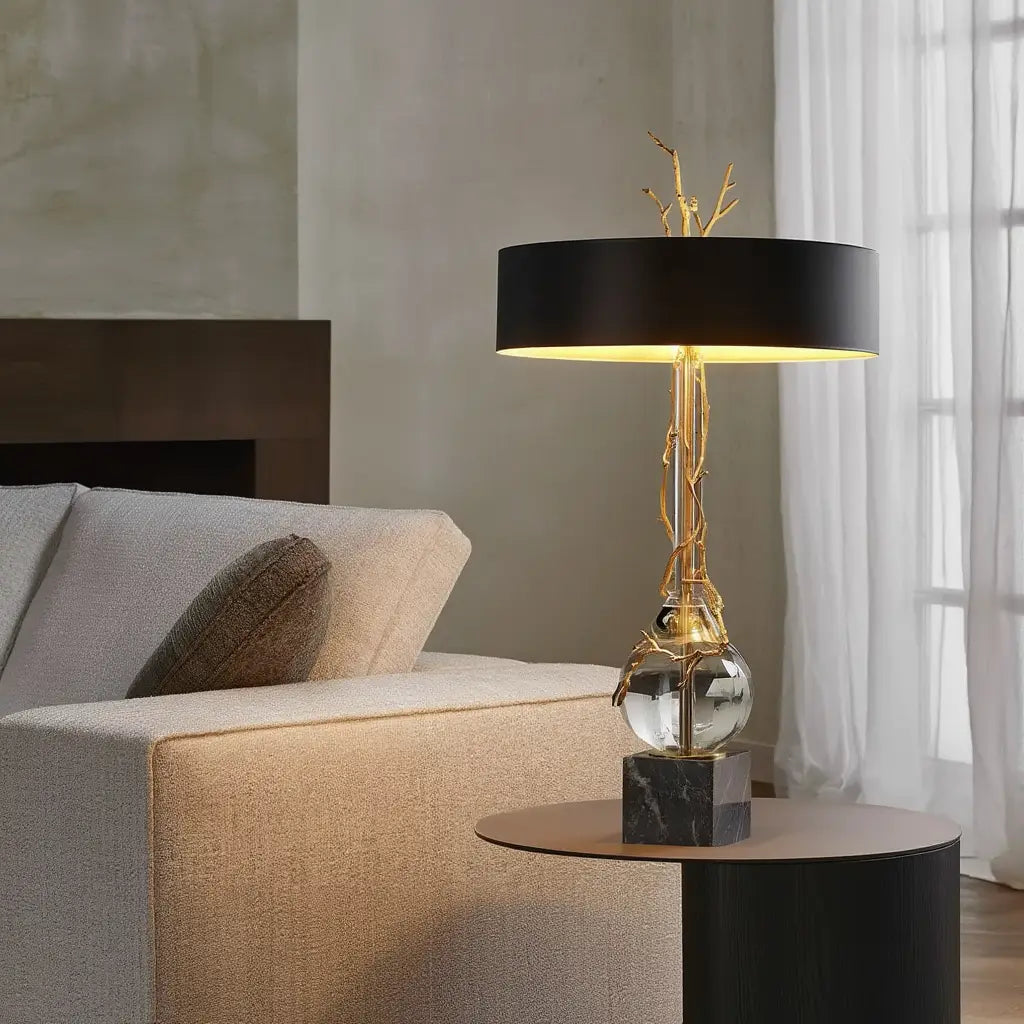 MarbreLamp | Élégante Lampe de Table en Marbre Noir Design Moderne Lumsky