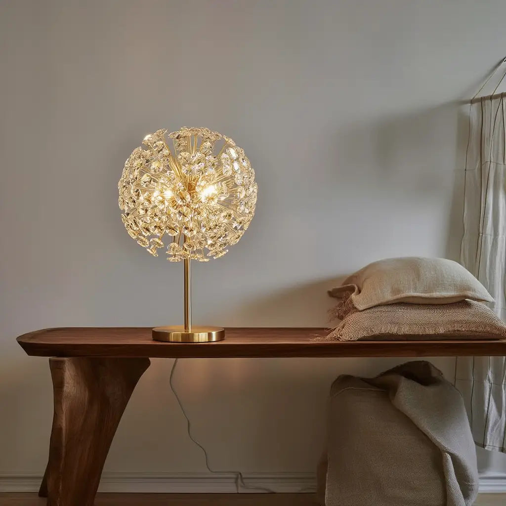 DandelionGlow | Élégante Lampe de Table Sculpturale en Cristal Moderne Lumsky