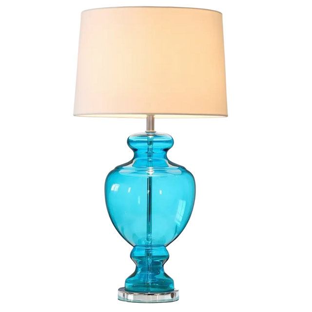 Lampe de table Brisa – verre et abat-jour tissu, culot E26 – Lumsky