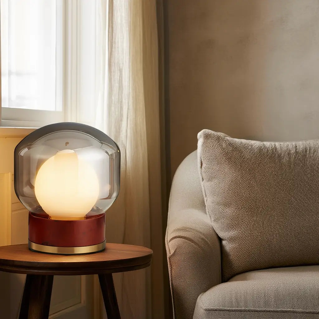 Verrelum | Élégante Lampe de Table Moderne en Verre Fumé pour Intérieur Lumsky