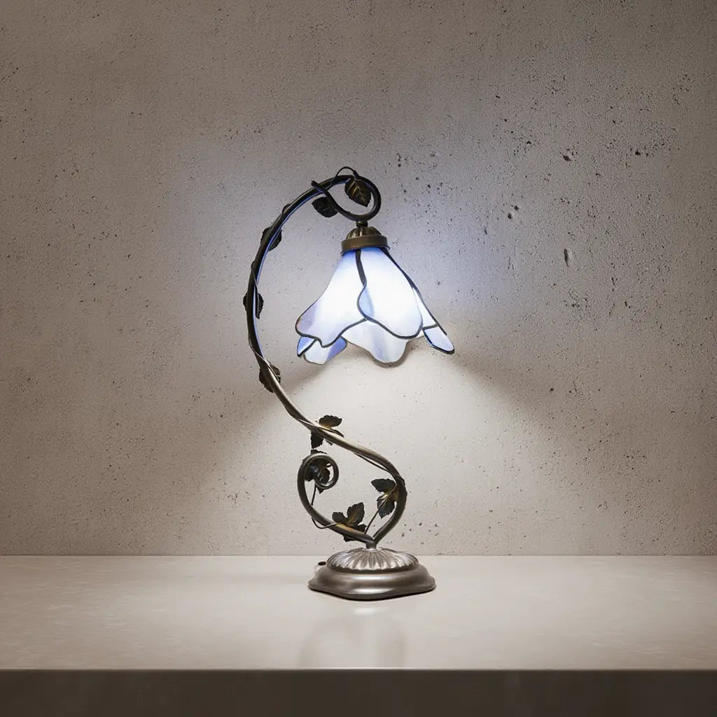 Floralis | Élégante Lampe de Table en Verre avec Motif Floral Lumsky