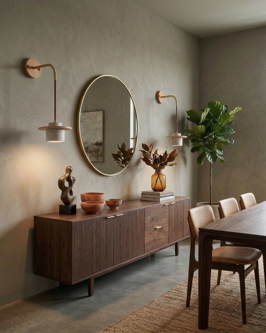 Applique murale Mifube – travertin brut et bois massif – Lumsky