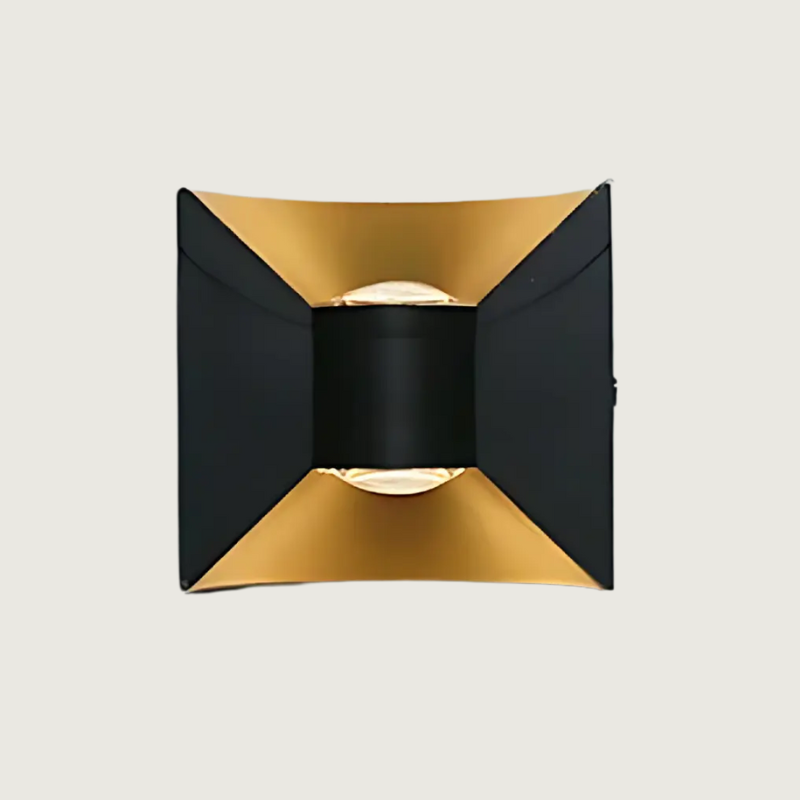 Applique murale extérieure double faisceau – noir & or – Lumsky
