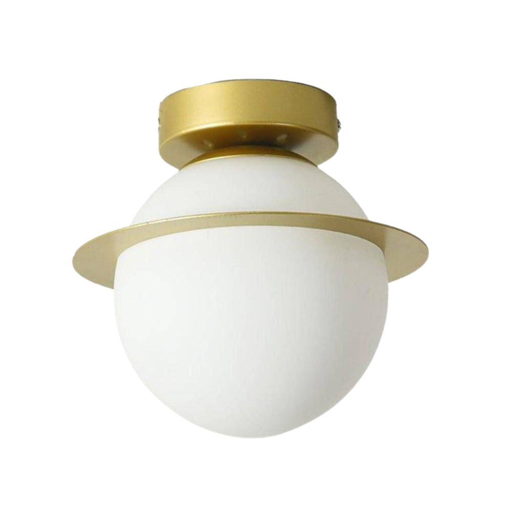 LumiVerre Plafonnier Led Verre Opalin Minimaliste Avec Anneau Métallique Pour Couloir Ou Chambre Moderne