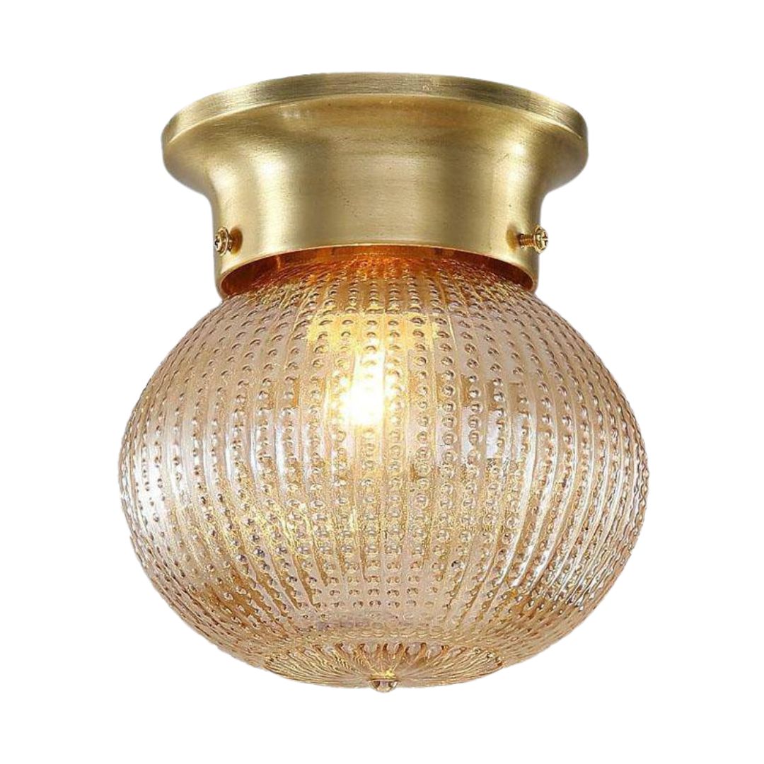 Joha Plafonnier Moderne Avec Boule En Verre Teinté Et Socle Métal Doré Pour Intérieur