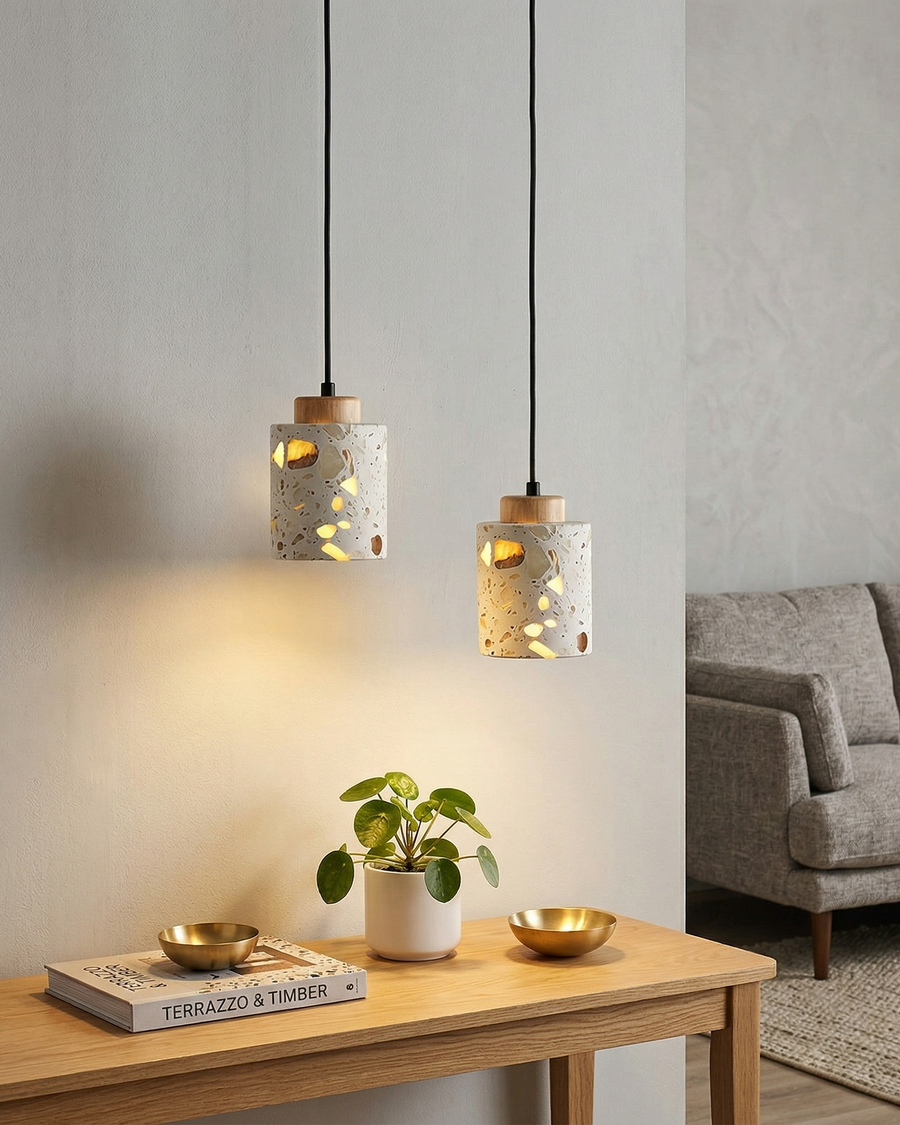 Suspension Pociv – terrazzo authentique et bois – Lumsky
