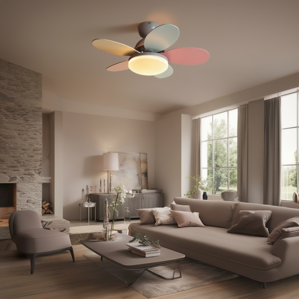 Ventilateur Plafond Design Sculptural avec Éclairage LED Doux | Ambiance Chaleureuse pour Intérieur 3