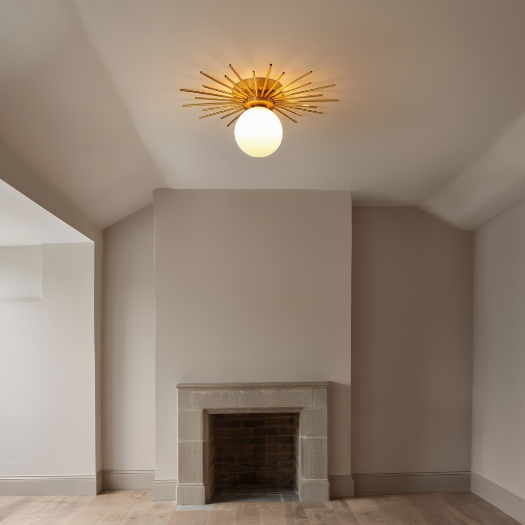 Plafonnier LED Minimaliste avec Finition en Laiton | Éclairage Doux pour Ambiance Chaleureuse 2