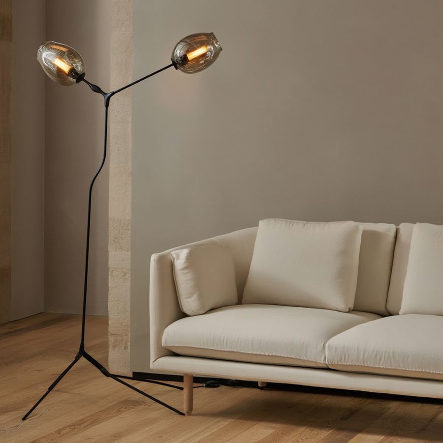 Lampadaire Nera – abat-jour verre – Lumsky