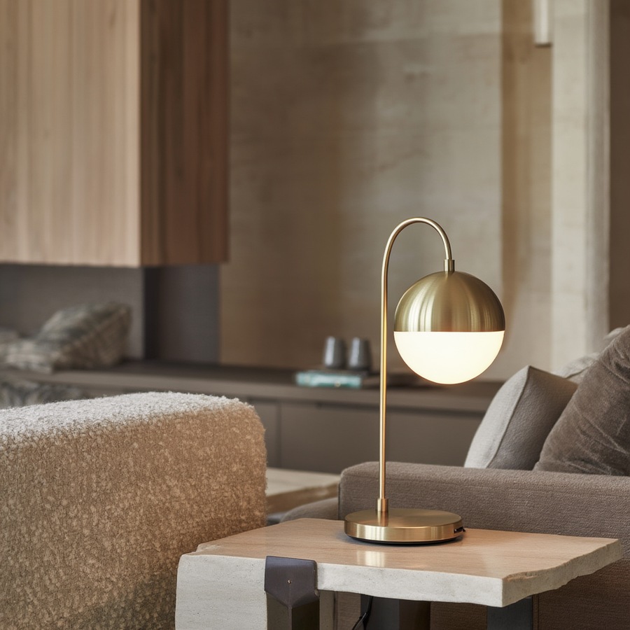 Lampe de table Lunelle – verre et laiton – Lumsky