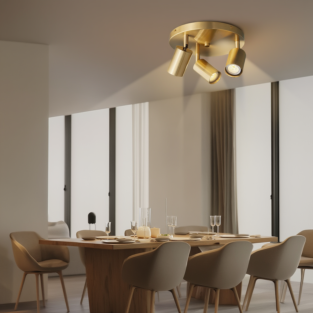 Prysm22 | Plafonnier LED Minimaliste avec Finition en Laiton | Éclairage Doux pour Ambiance Chaleureuse 4