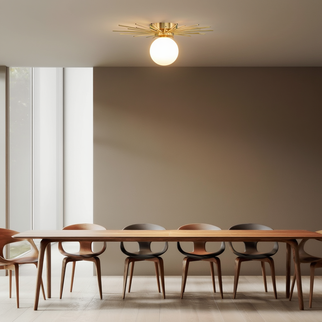 Plafonnier LED Minimaliste avec Finition en Laiton | Éclairage Doux pour Ambiance Chaleureuse 5