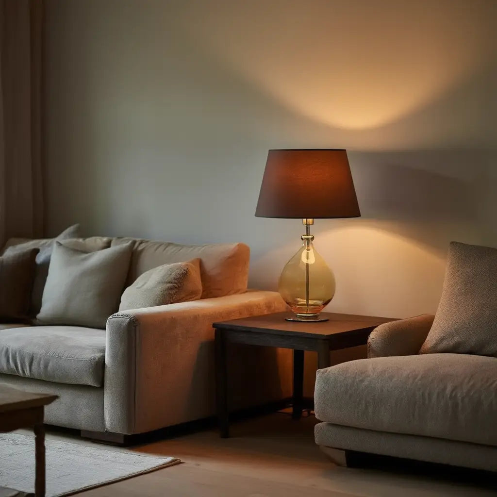 Luminara | Élégante Lampe de Table en Verre avec Abat-jour Tissu Lumsky
