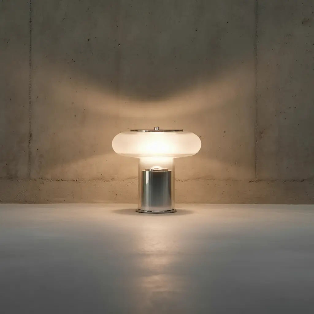 LuminaraGlass | Élégante Lampe de Table en Verre avec Pied Chromé Lumsky