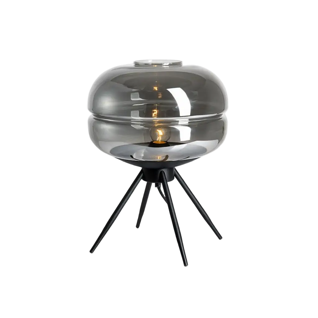 VerreFumé | Élégante Lampe de Table Moderne en Verre Fumé et Métal Lumsky