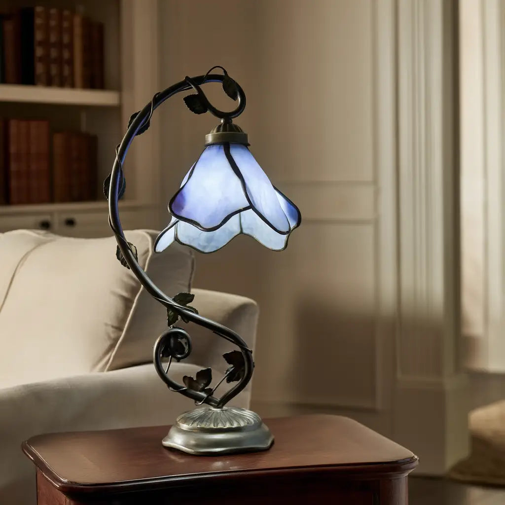 Floralis | Élégante Lampe de Table en Verre avec Motif Floral Lumsky