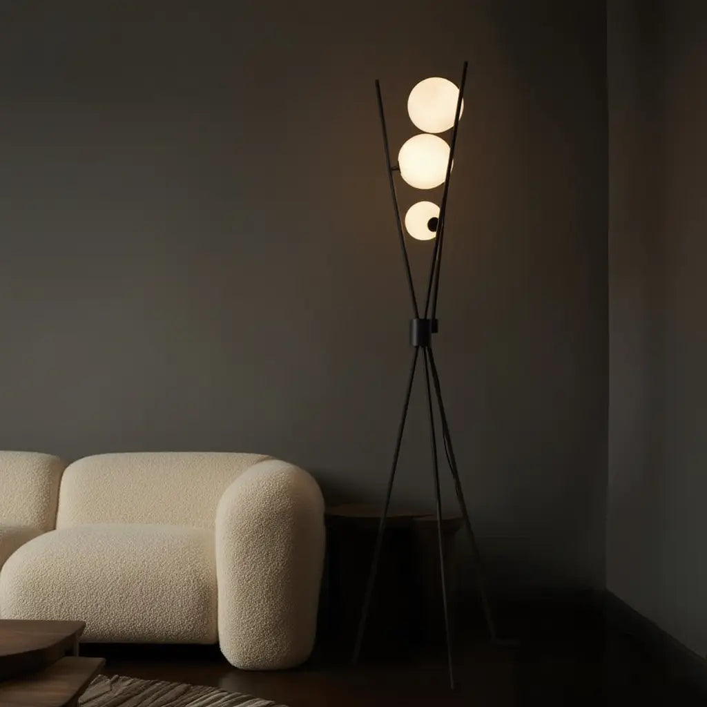 Lunaire | Élégant Lampadaire Design Sphérique avec Éclairage LED Lumsky