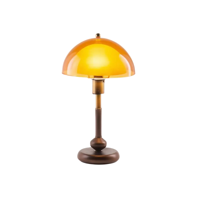 Lampe de table Civa – verre ambré et métal, style rétro – Lumsky