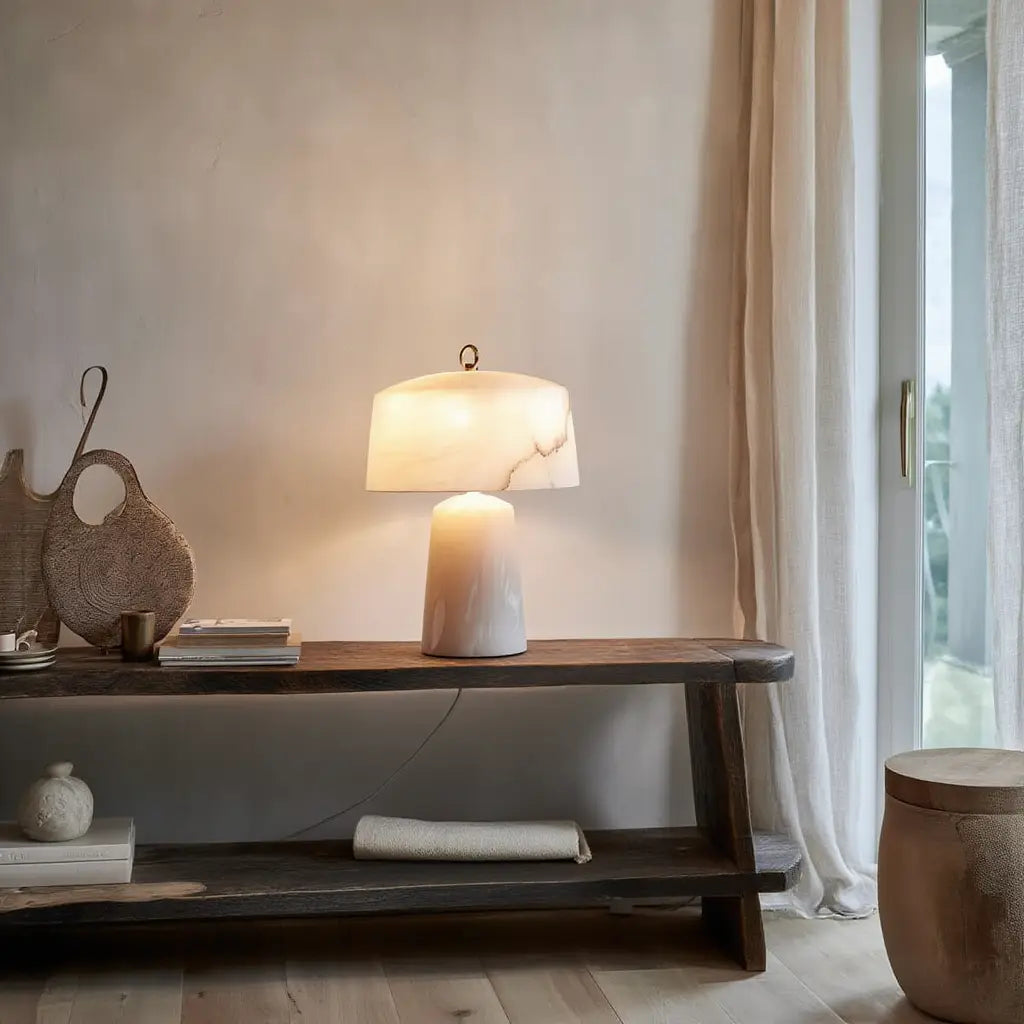 AlabasterGlow | Élégante Lampe de Table Moderne en Albâtre Lumsky