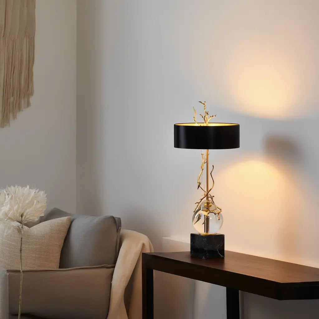 MarbreLamp | Élégante Lampe de Table en Marbre Noir Design Moderne Lumsky