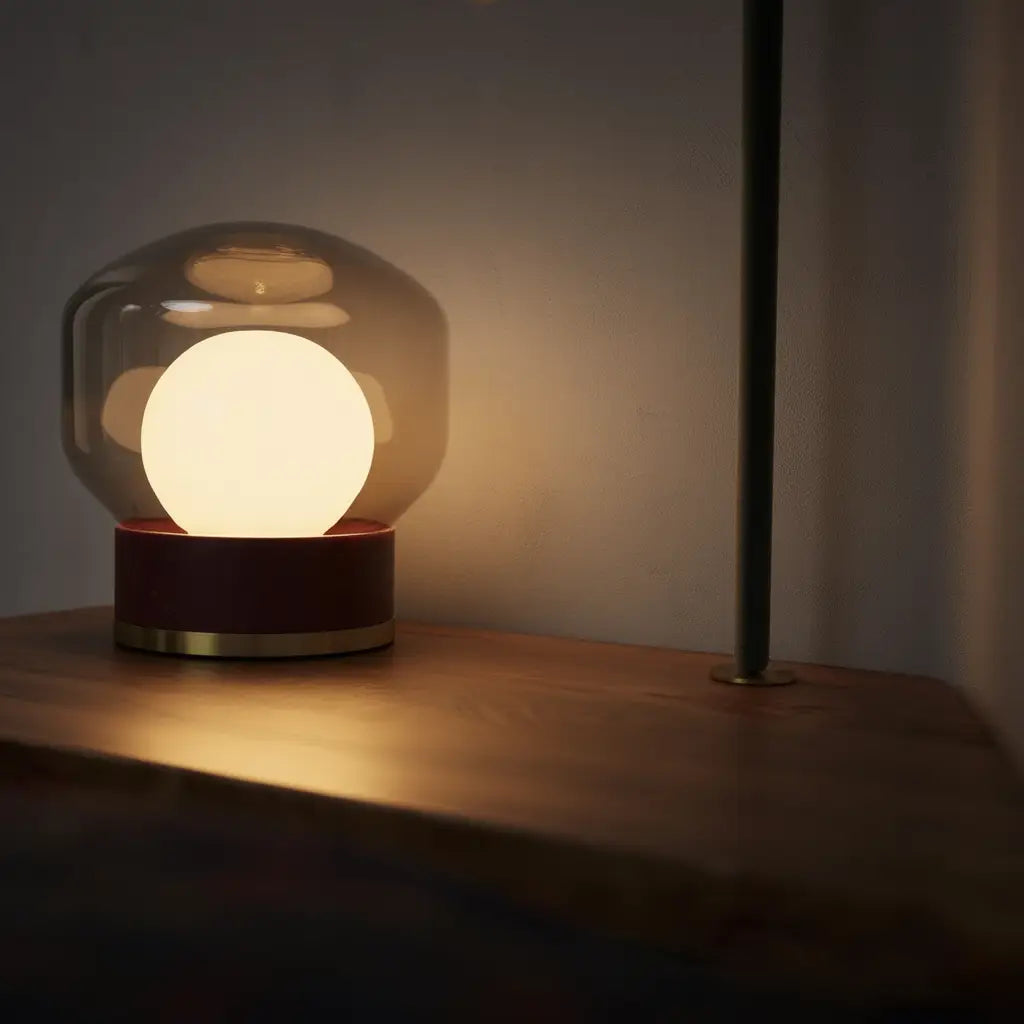 Verrelum | Élégante Lampe de Table Moderne en Verre Fumé pour Intérieur Lumsky