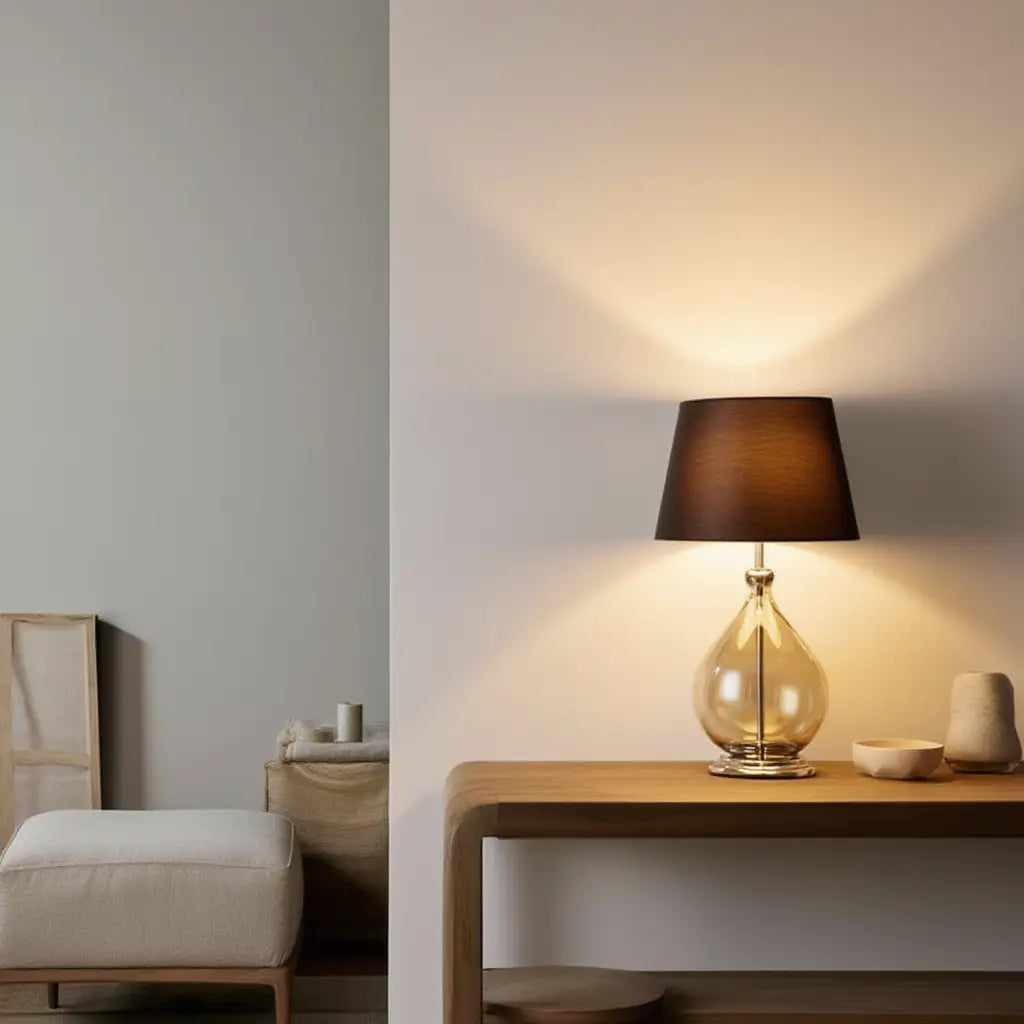 Luminara | Élégante Lampe de Table en Verre avec Abat-jour Tissu Lumsky