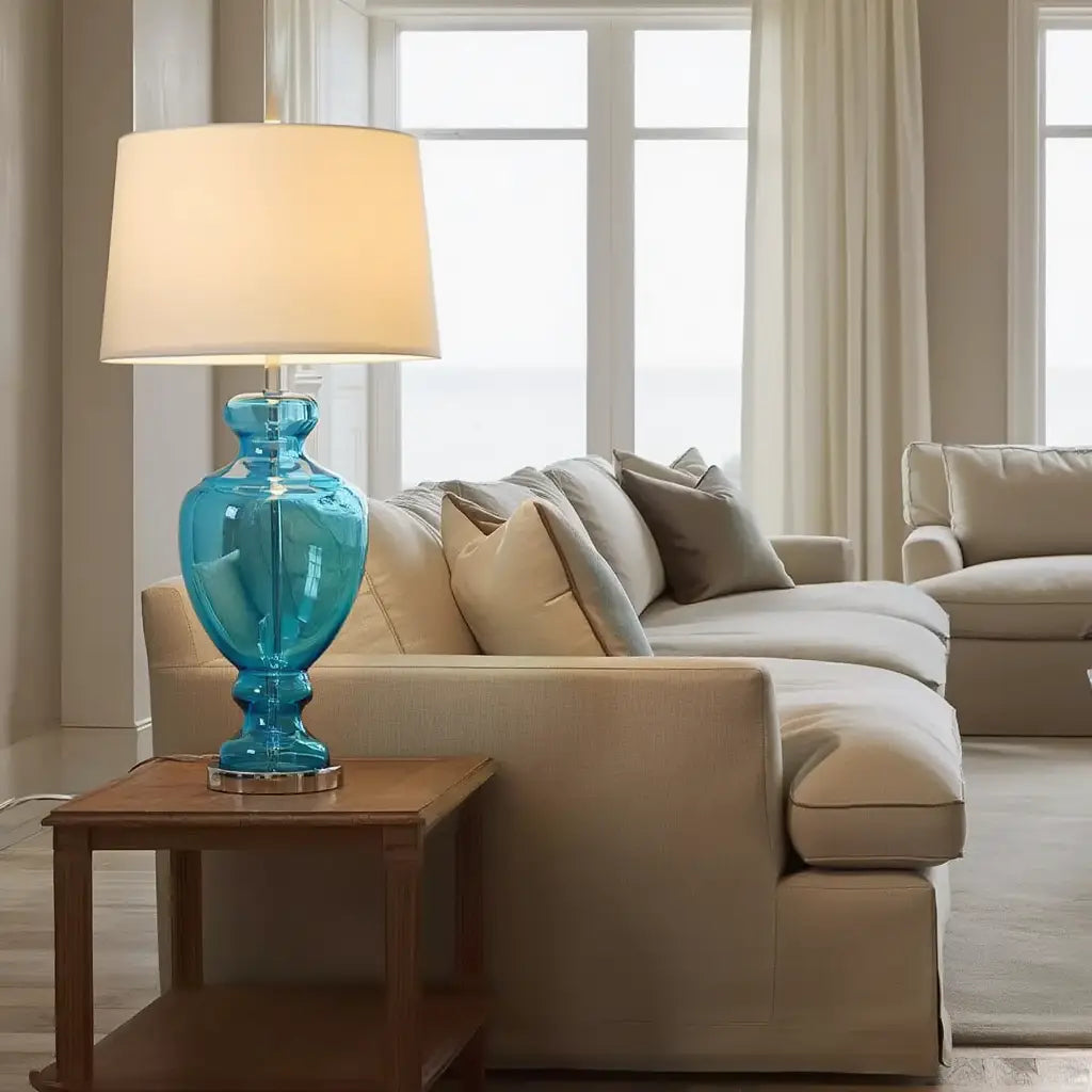 VerreLamp | Élégante Lampe de Table Moderne en Verre et Tissu Design Lumsky